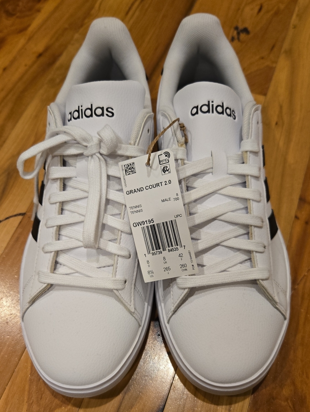 Adidas Men's Grand Court 2.0 Tennis Sneakers Size 8.5 White Black Streetwear